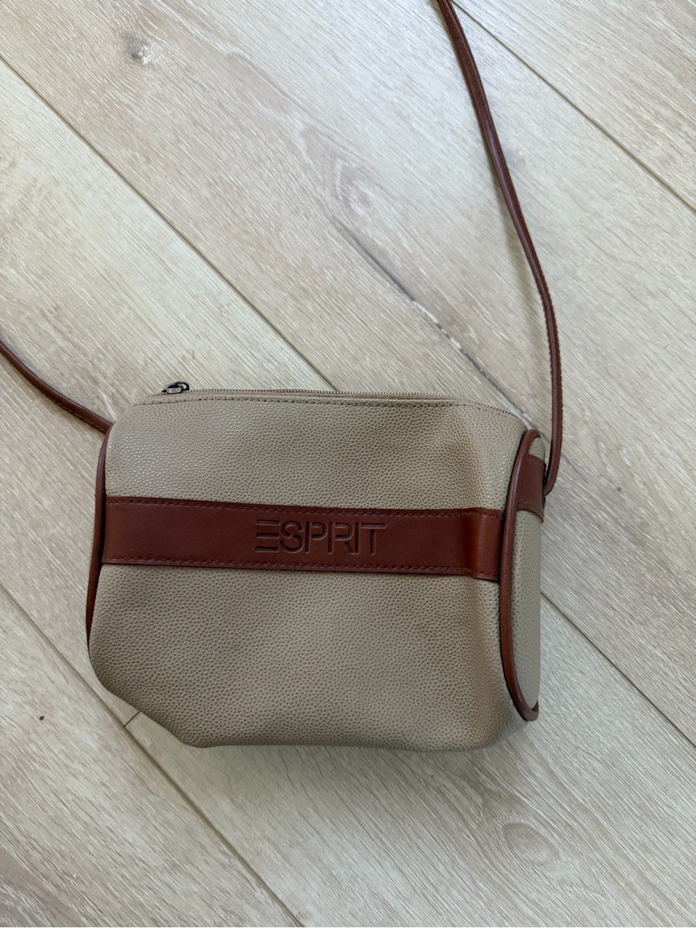 Esprit Beige Crossbody with Brown Trim